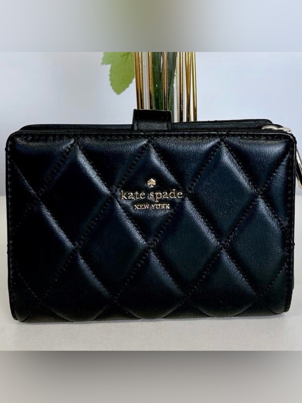 NWT Kate Spade KG424 Carey Medium Compact Bifold Black Wallet GUARANTEED AUTHENT